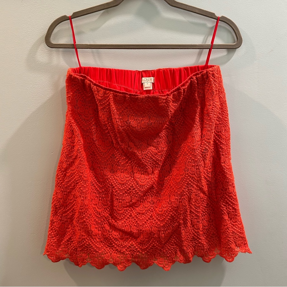 Incredible bright orange lace J.Crew skirt. Stretchy no zipper!